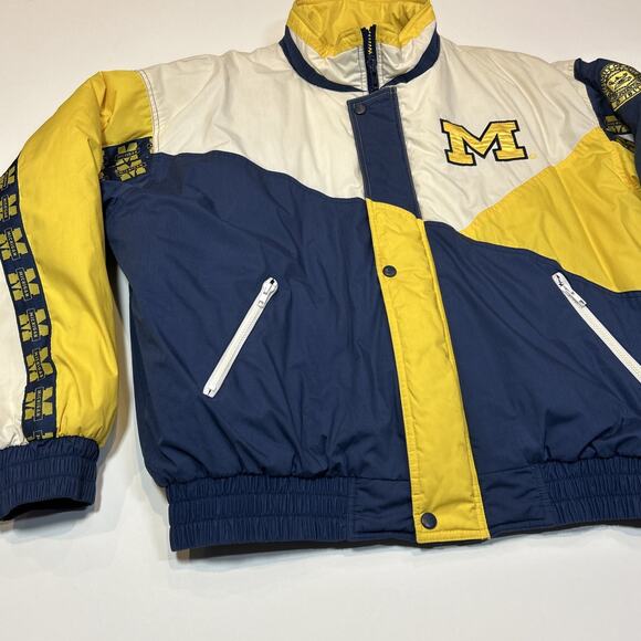 Vintage 90s Pro Player Michigan Wolverines Puffer Jacket Men’s XL Full Zip Blue - Picture 8 of 15